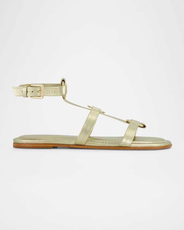 Hera Metallic Flat Gladiator Sandals